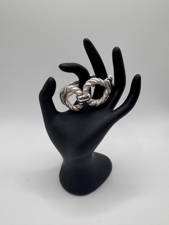 Trifari Jewelry - Signed Trifari Silver Tone Twisted Clamper Bracelet Vintage Textured Hinged